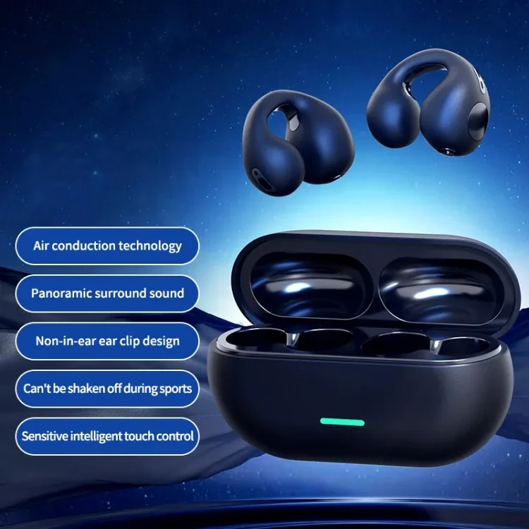 T75 Wireless 9D TWS Earclip Bluetooth5.3 Earbuds Stereo Bass Sports Headset Bluetooth Headphones Bone Conduction Earphone With Mic